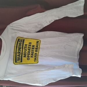 White Long Sleeve Shirt with Yellow Warning Graphic Size 16 XXL/ TTG Boys